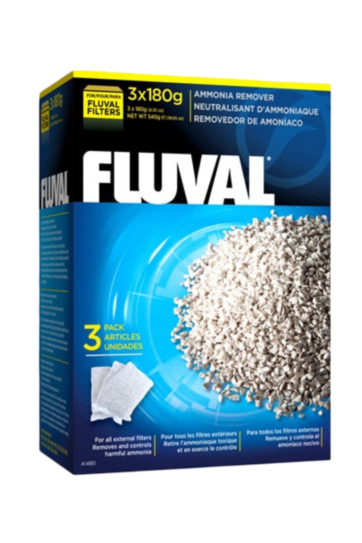 Fluval - Eliminador de Amoniaco de 540 gramos (3x180 gr)