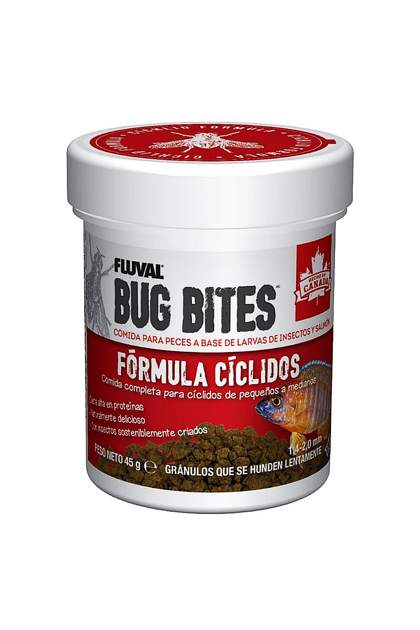 Fluval - grânulos de ciclídeos para picadas de insetos, 45G