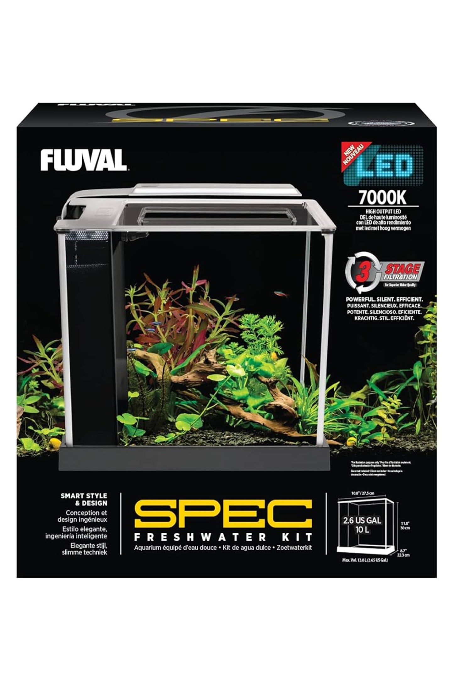 Fluval - Spec Nano Aquário Preto, 10L