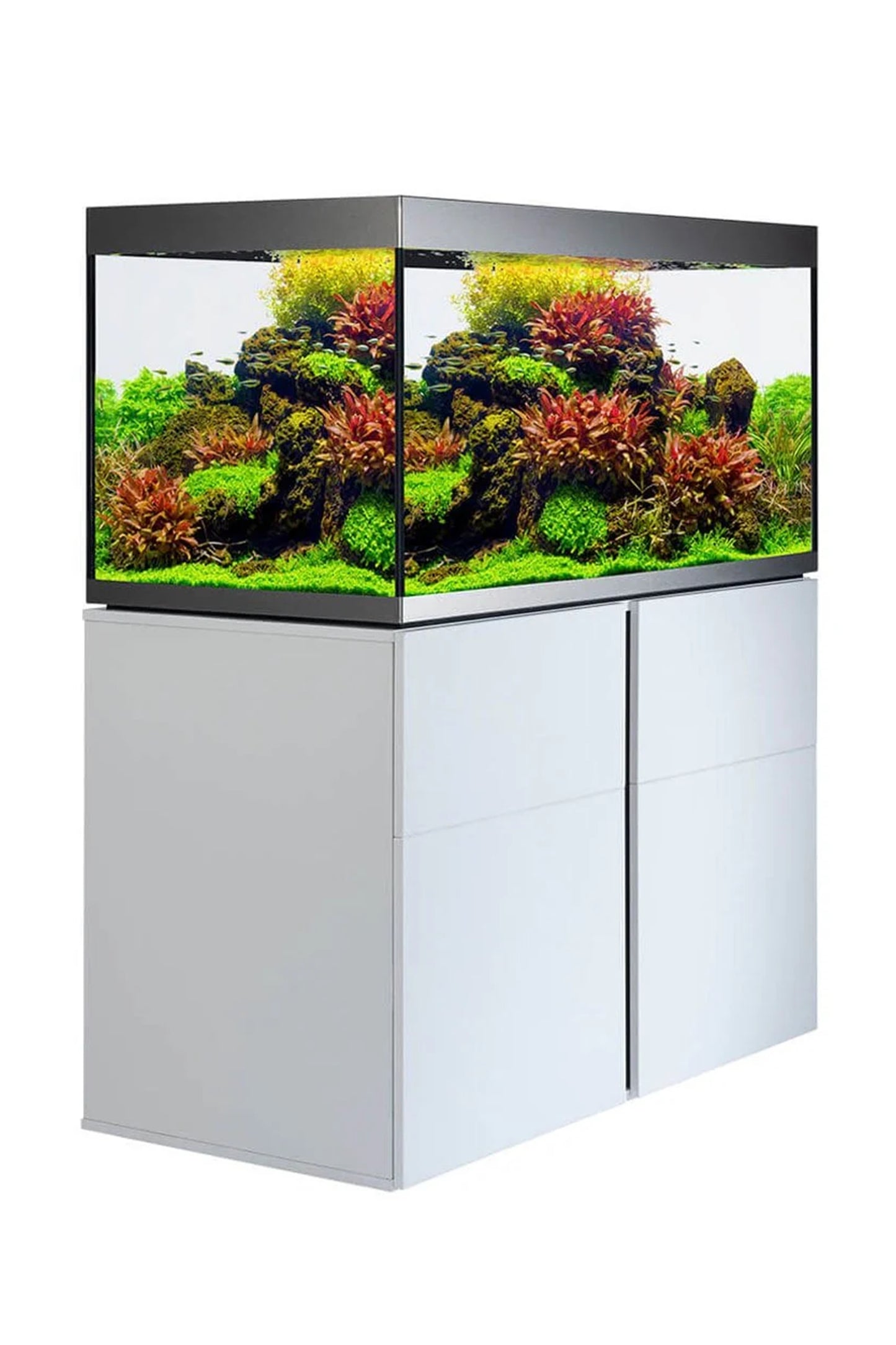 Fluval Siena Aquarium mit 272 Litern und weißen Möbeln