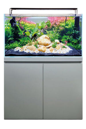 Nuevo acuario Fluval Visi-White 90 de 200 litros con mueble Dusty Grey