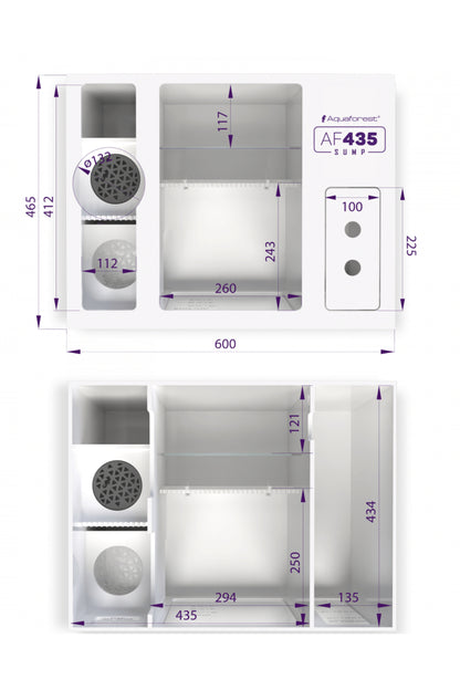 Aquaforest - Sump 435 (90-325) 600 x 465 x 450 mm.