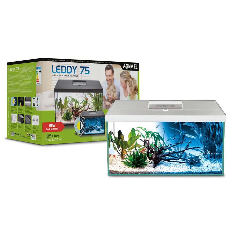 Aquarium-Set LEDDY D&amp;N 75 Weiß 105 Liter